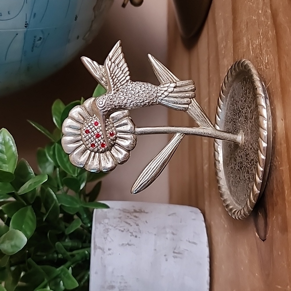 Vintage Hummingbird  and flower ring holder